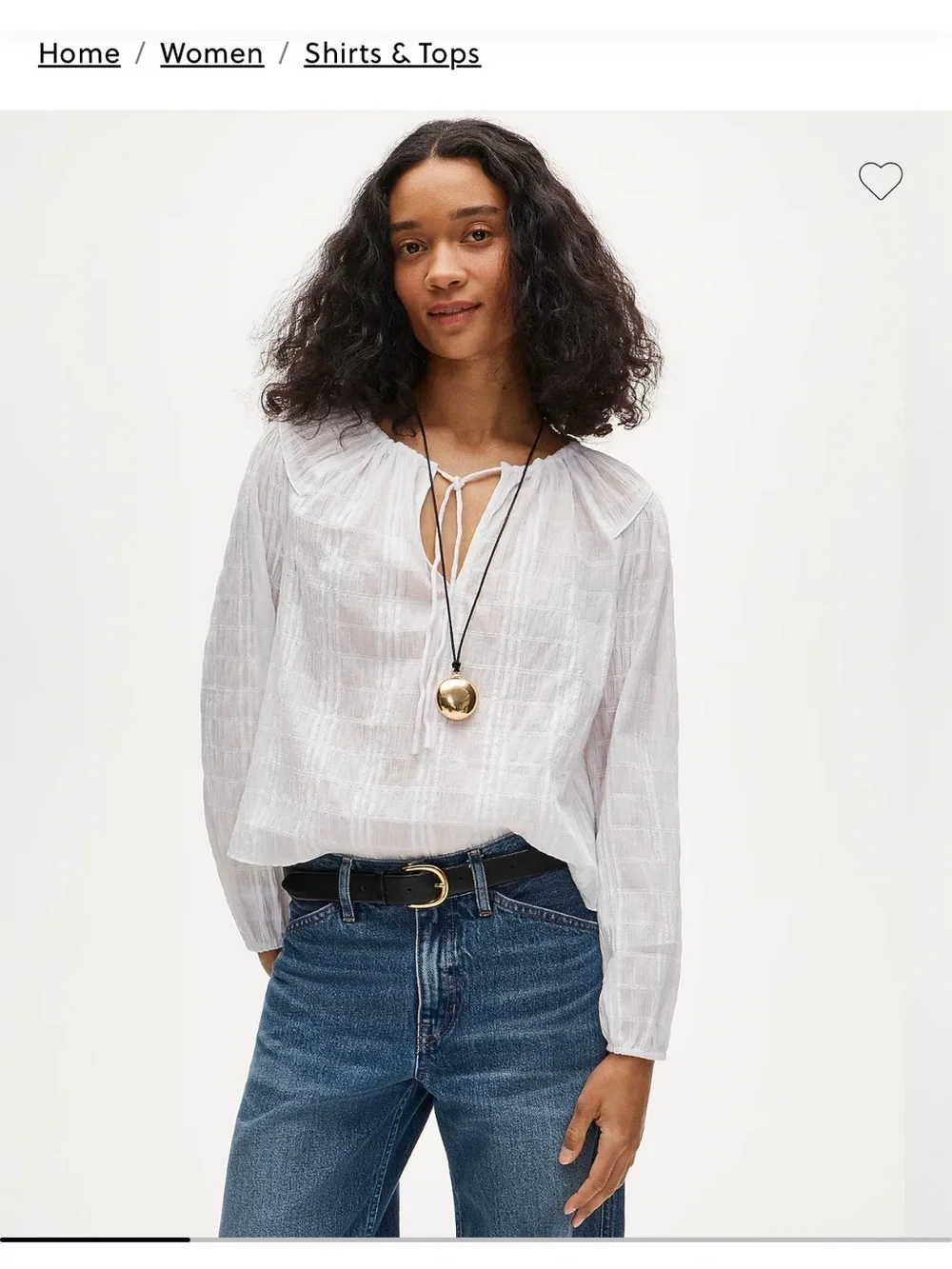 J. Crew White Lightweight Tie Front Popover Top in Seersucker